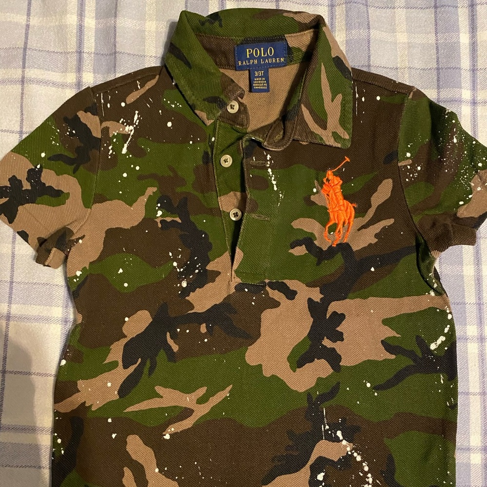 Pre-Owned Boys Camo/Paint Splatter Polo Ralph Lauren Shirt size 3T